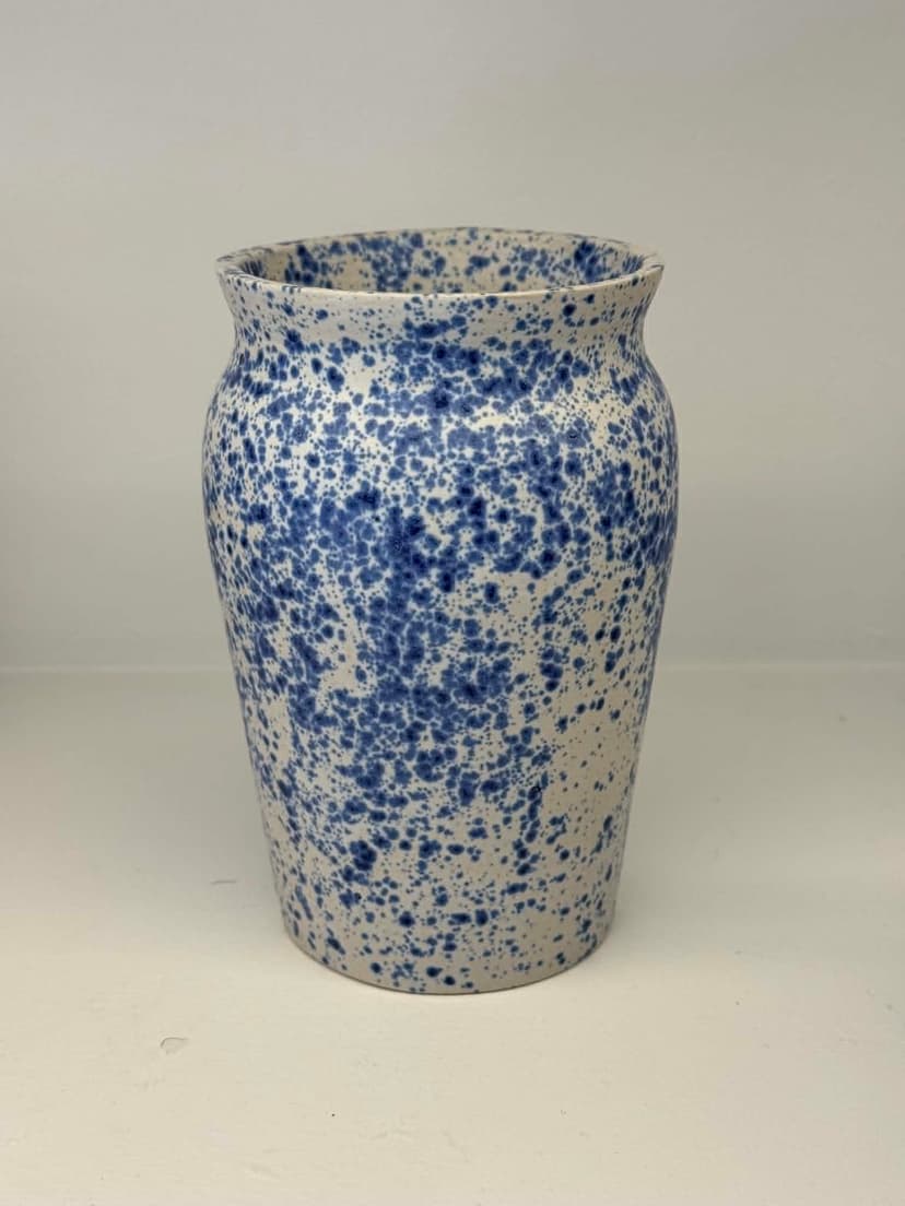 Tall Speckled Blue Bottle Vase - Detail
