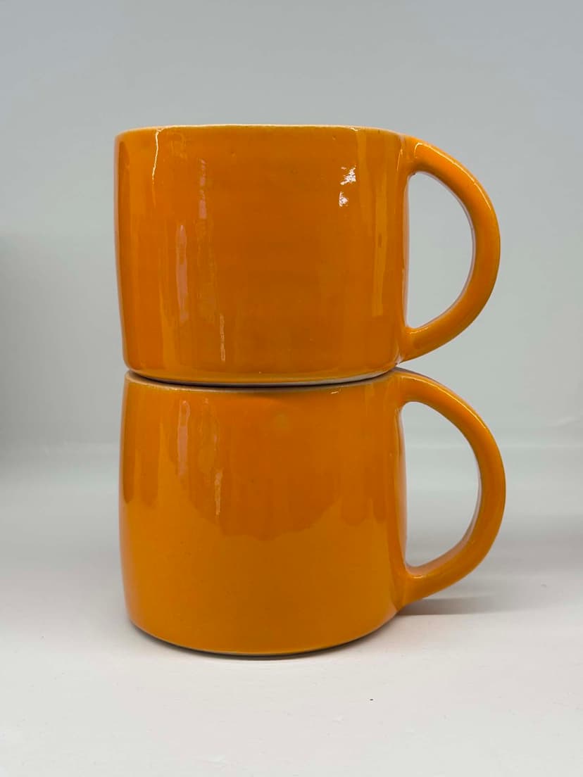 Warm Terracotta Mug Pair - Front View